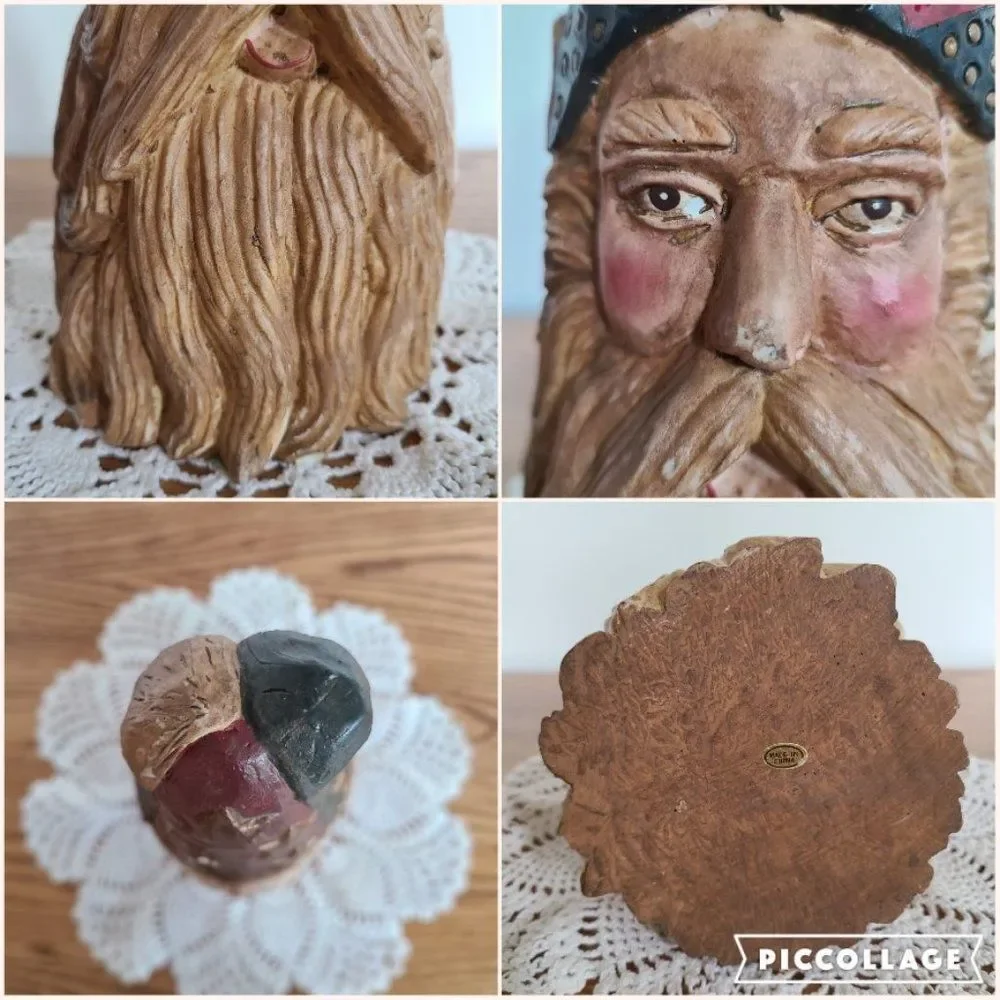 Three Faces of Santa Unique Christmas Holiday Decor Table Shelf Sitter Vintage